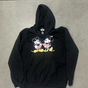 Disney Black Mickey Mouse Pullover Hoodie with White Graphic